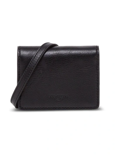 Dolce & Gabbana Black Leather Wallet With Shoulder Strap