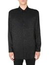 Saint Laurent Leopard Jacquard Silk Shirt In Black