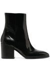 AEYDE GLOSSY ANKLE BOOTS