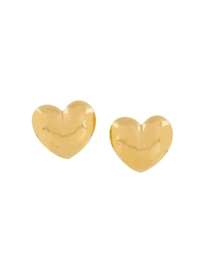 Pre-owned Saint Laurent Heart-shaped Earrings In Gold