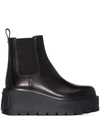 Valentino Leather Vlogo Uniqueform Platform Boots In Black