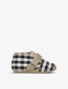 BURBERRY CHARLTON VINTAGE CHECK-PRINT COTTON BOOTIES 0-6 MONTHS,41920487