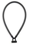 Ambush Bike Lock Leather Necklace In Black Silver