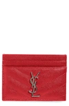 Saint Laurent Monogram Leather Credit Card Case In Rouge