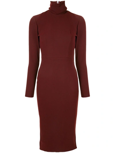 Alex Perry Lauchlan Crepe Turtleneck Midi Dress In Red