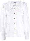 Ganni + Net Sustain Ruffled Organic Cotton-poplin Blouse In White