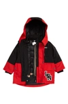 BURBERRY KIDS' TWO-TONE 2-IN-1 HOODED COAT WITH DOWN JACKET,8032623
