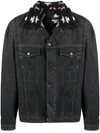 Alchemist Broken Bones Denim Trucker Jacket In Black