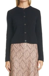 Vince Button Crew Cashmere Cardigan In Black