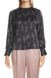 VINCE WISTERIA POPOVER SILK BLOUSE,V694312391