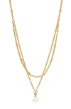 Ajoa Imitation Pearl & Cubic Zirconia Layered Necklace In Gold