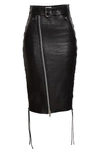 Balenciaga Lace-up Leather & Stretch Jersey Skirt In 1000-black
