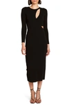 A.L.C LORELEI LONG SLEEVE CUTOUT KNIT MIDI DRESS,7SWDR00285