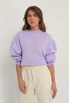 NA-KD REBORN Organic Puff Shoulder Sweatshirt Purple