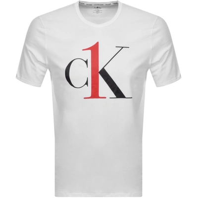 Calvin Klein Ck One Large Logo Crew Neck Lounge T-shirt In White