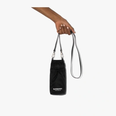 Burberry Logo Econyl Water Bottle Shoulder Bag In Black / White