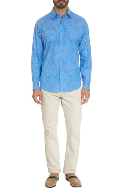 Robert Graham Andretti Paisley Jacquard Button-up Shirt In Teal