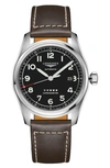 Longines Men's Automatic Spirit Stainless Steel Chronometer Brown Leather Strap Watch 42mm In Brown/ Black/ Silver