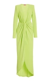 Gauge81 Krasnodar Draped Stretch-jersey Maxi Dress In Black,green