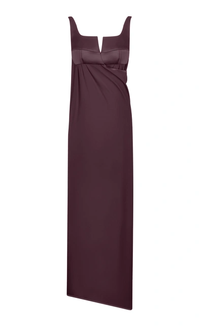 Bevza Transformer Cutout Satin Maxi Dress In Brown