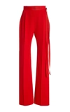UNTTLD DAVID BELTED CREPE HIGH-RISE BOOTCUT TROUSERS