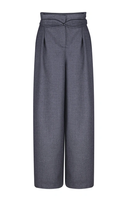 Anna October High-rise Wool-blend Trousers In Grey