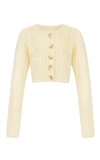 ANNA OCTOBER WOMEN'S TAVRIA CABLE-KNIT WOOL-BLEND CROPPED CARDIGAN