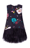 La Doublej La Scala Floral-print Feather-trimmed Silk Top In Print