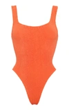 Hunza G Orange Square Neck One-piece Swimsuit In Orange