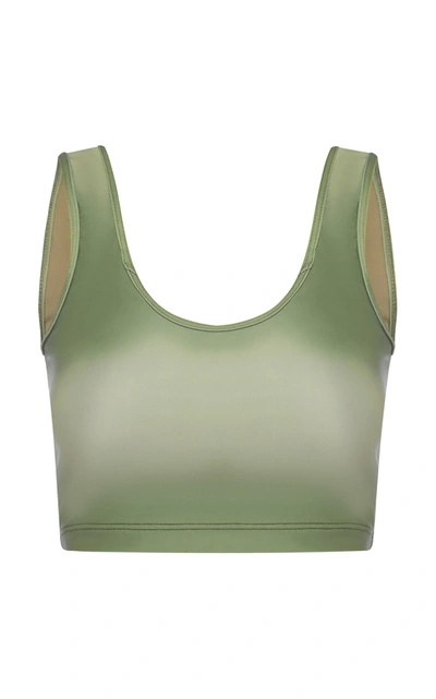 Abysse Mary-lou Pull-on Swim And Activewear Crop Top With Shelf Bra In Green