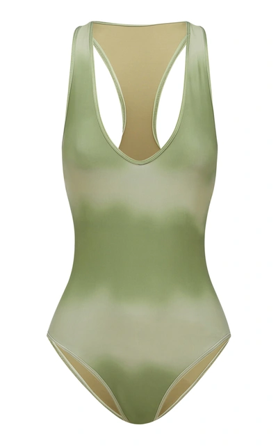 Abysse Zale Racer-style V-neck One Piece In Green