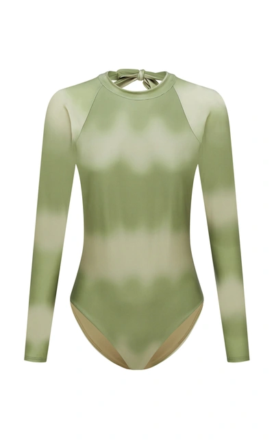 Abysse Billie Long-sleeve One Piece With Low Back In Green