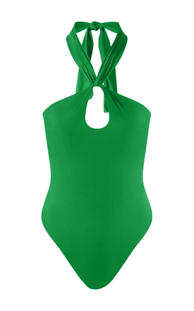 Aexae Wrap-effect One-piece Swimsuit In Green