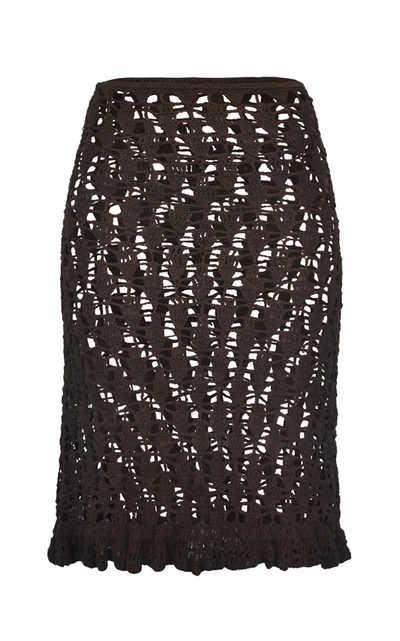Akoia Swim Women's Flamenca Crocheted Organic Cotton Midi Skirt In Brown