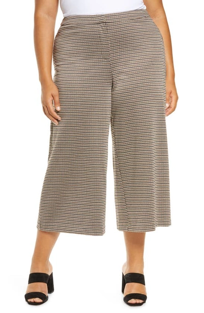 Vince Camuto Women's Wide Leg Heritage Check Pant In Rich Taupe