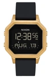 Nixon Unisex Digital Siren Gray Silicone Strap Watch 36mm In Gold / Black