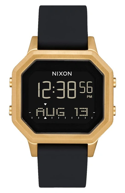 Nixon Unisex Digital Siren Gray Silicone Strap Watch 36mm In Gold / Black
