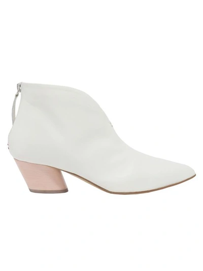 Halmanera White Leather Ankle Boots