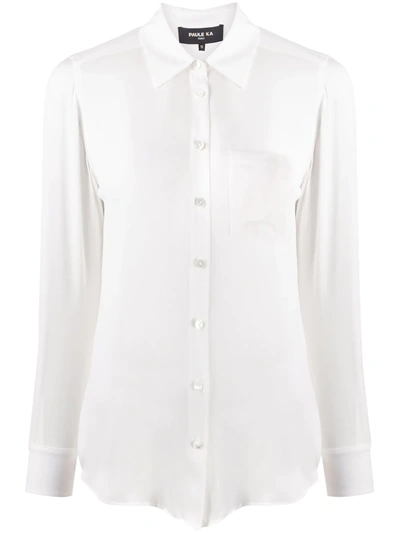 Paule Ka Plain Semi-sheer Shirt In White