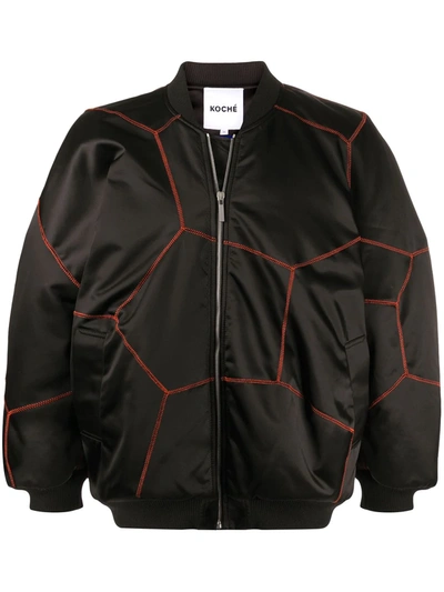 Koché Contrasting Stitches Bomber Jacket In Black