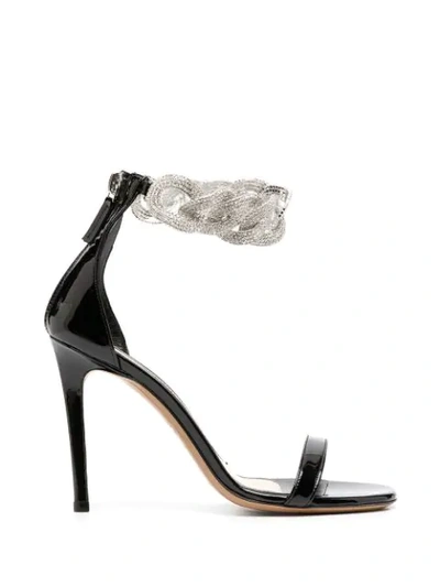 Alexandre Vauthier Elsa Embellished Leather Sandals In Black