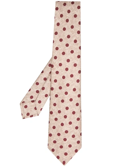 Kiton Polka Dot Tie In Neutrals