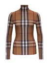 BURBERRY BURBERRY CHECK PRINT TURTLENECK TOP