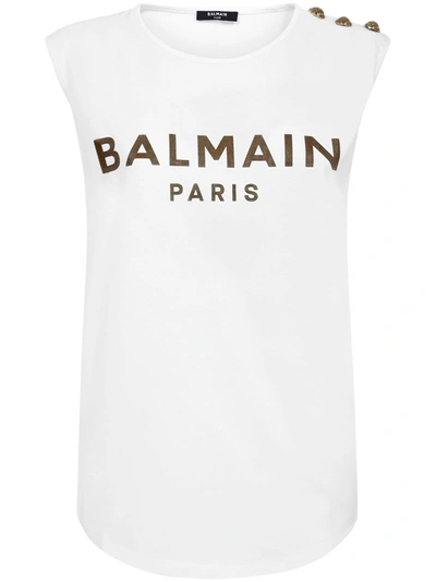 Balmain Paris Tank Top In White