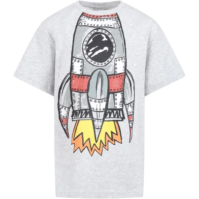 Stella Mccartney Kids' Grey T-shirt For Boy With Rocket