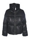 MICHAEL KORS FAUX LEATHER DOWN JACKET IN BLACK