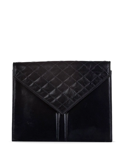 Pre-owned Saint Laurent Quilted Flap Clutch Bag In Blue