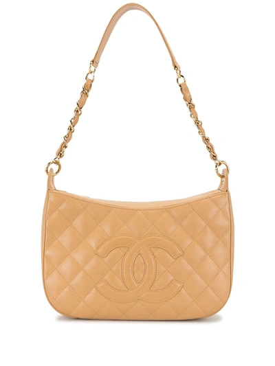 Pre-owned Chanel 2004 Cc Diamond-quilted Shoulder Bag In Brown