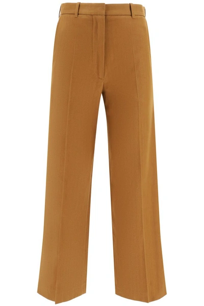 Kenzo Cropped Straight-leg Trousers In Brown