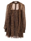 SAINT LAURENT ANIMAL PRINT DRESS IN BLACK AND BROWN